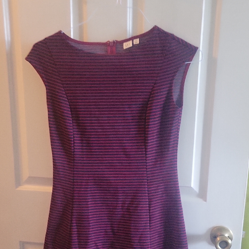 GAP Burgundy and Navy Striped Casual Dress (Size 0)